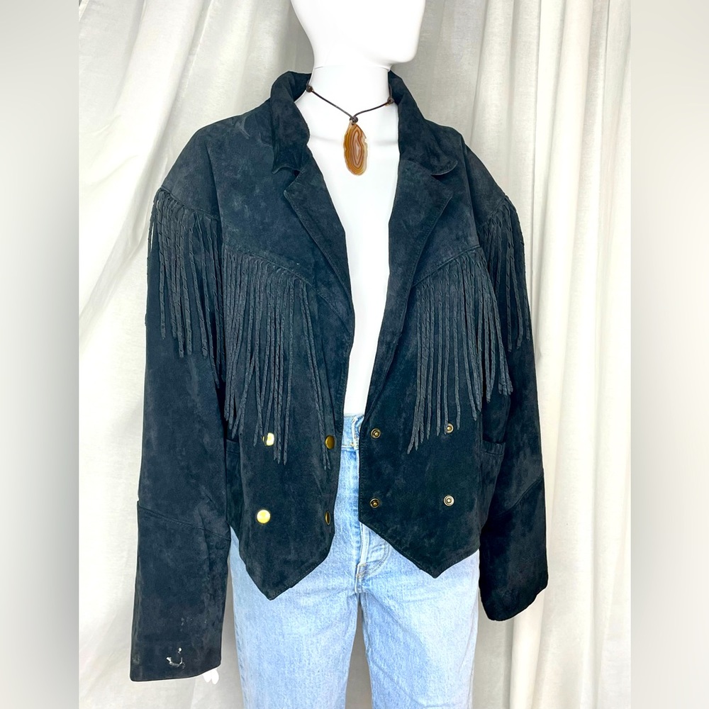 Women’s Fringe Biker Jacket.
